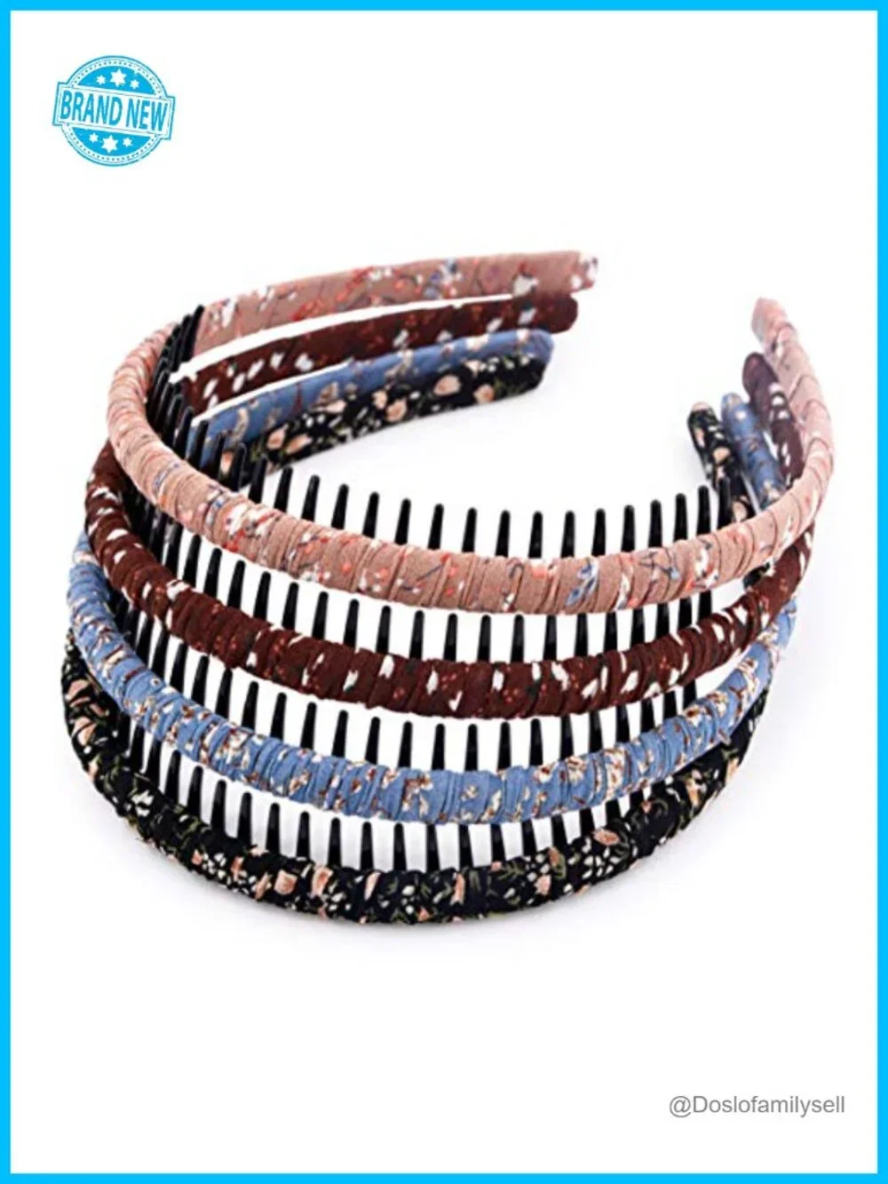 Resin & Cotton Blend Protection Teeth Hair Hoop Headband Set of 4